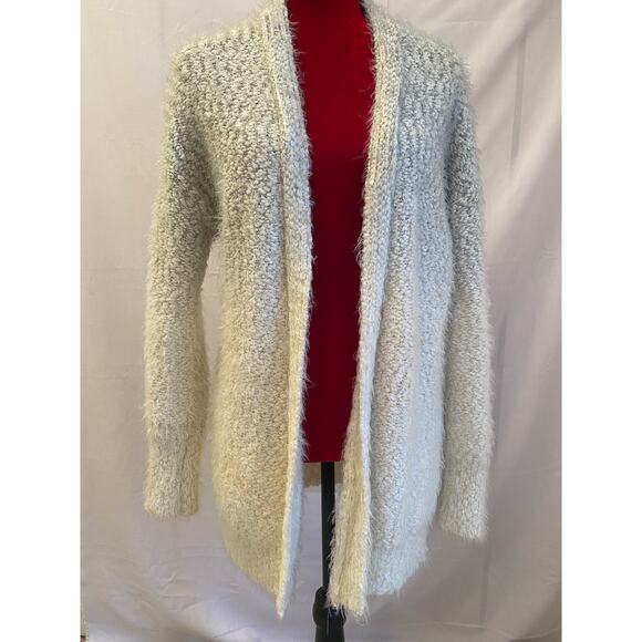 Womens large ombre cardigan sweater jacket soft in gray to cream by Ruby Moon - Picture 2 of 9